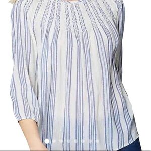 J Jill Gold Shimmer Smocked Blouse